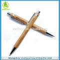 Engraved logo customized promotional bamboo ballpen with metal clip